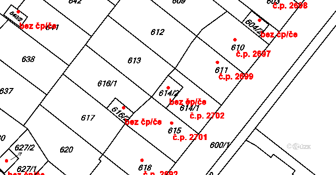 Chomutov 51794918 na parcele st. 614/2 v KÚ Chomutov II, Katastrální mapa