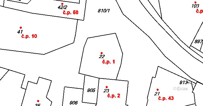Holešovice 1, Chroustovice na parcele st. 22 v KÚ Holešovice u Chroustovic, Katastrální mapa