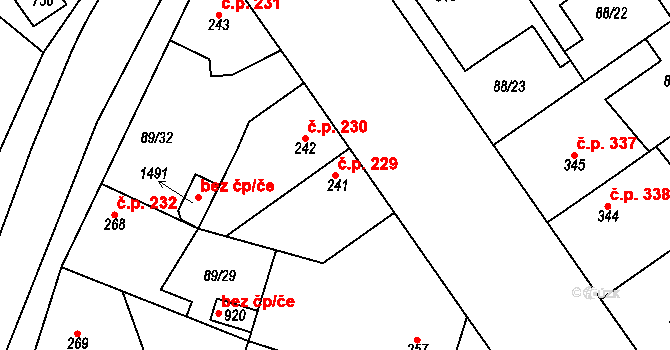 Mikovice 229, Kralupy nad Vltavou na parcele st. 241 v KÚ Mikovice u Kralup nad Vltavou, Katastrální mapa