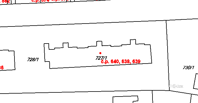 Česká Skalice 638,639,640 na parcele st. 727/1 v KÚ Česká Skalice, Katastrální mapa