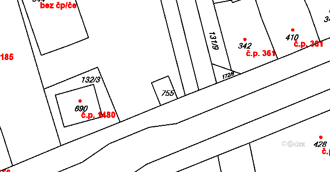 Rudná 78994918 na parcele st. 755 v KÚ Dušníky u Rudné, Katastrální mapa