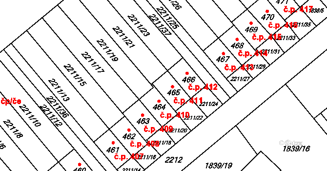 Lichnov 411 na parcele st. 465 v KÚ Lichnov u Nového Jičína, Katastrální mapa