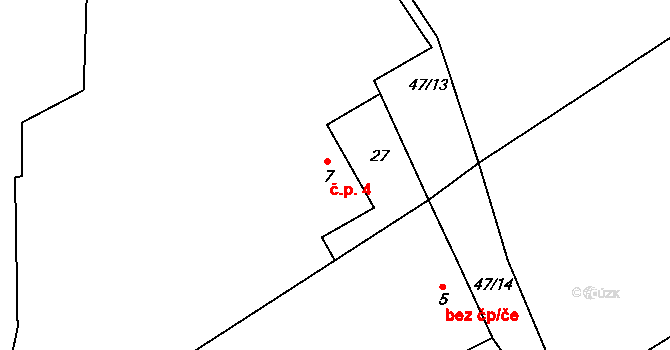Chotěšov 4, Jesenice na parcele st. 7 v KÚ Chotěšov u Rakovníka, Katastrální mapa
