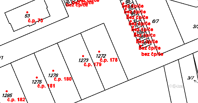 Doubravice 178, Pardubice na parcele st. 1272 v KÚ Semtín, Katastrální mapa