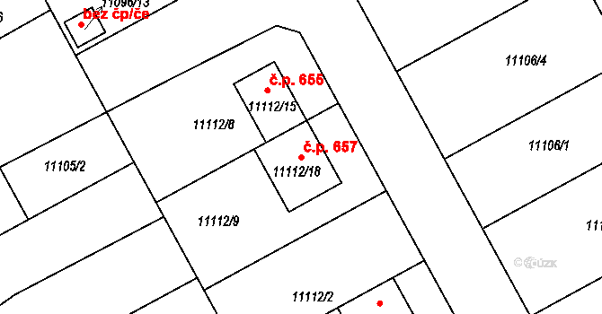 Šitbořice 657 na parcele st. 11112/18 v KÚ Šitbořice, Katastrální mapa