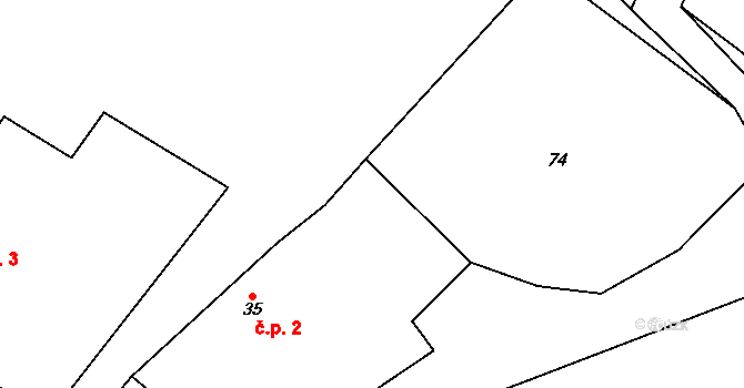 Útěchovice 2 na parcele st. 35 v KÚ Útěchovice u Hořepníku, Katastrální mapa