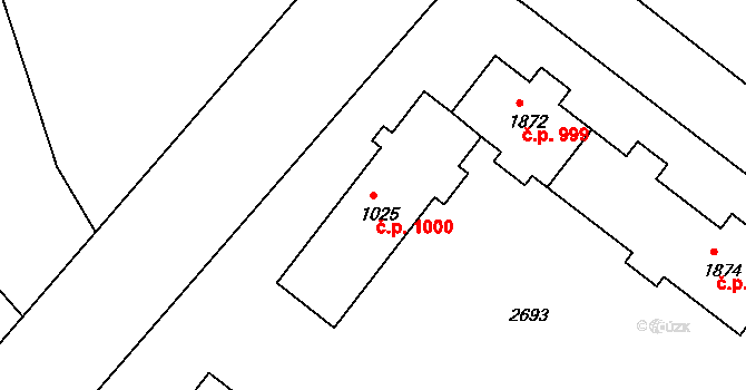 Humpolec 1000 na parcele st. 1025 v KÚ Humpolec, Katastrální mapa