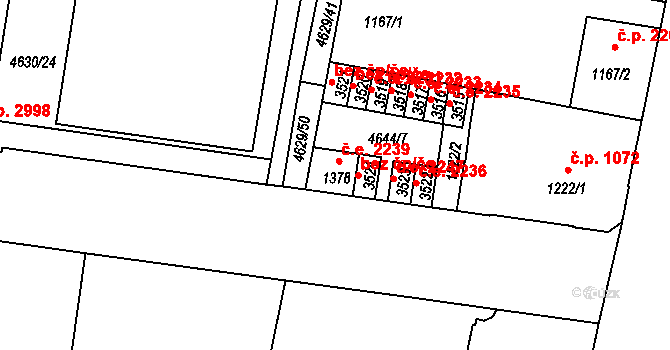 Žatec 2239 na parcele st. 1378 v KÚ Žatec, Katastrální mapa