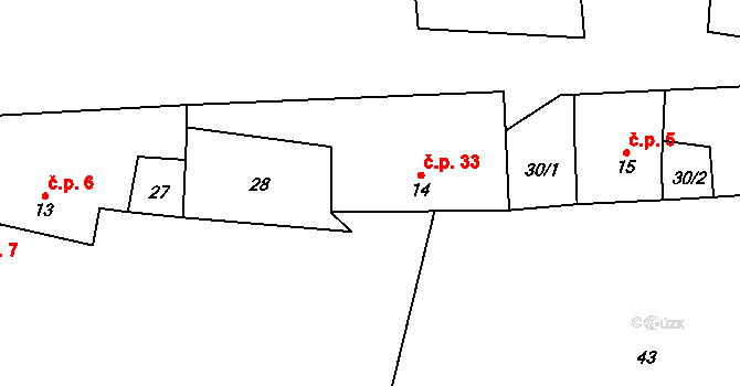 Petrkov 33, Lípa na parcele st. 14 v KÚ Petrkov, Katastrální mapa