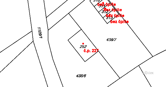 Horní Kostelec 227, Červený Kostelec na parcele st. 252 v KÚ Horní Kostelec, Katastrální mapa