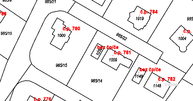 Sezemice 99435918 na parcele st. 1039 v KÚ Sezemice nad Loučnou, Katastrální mapa