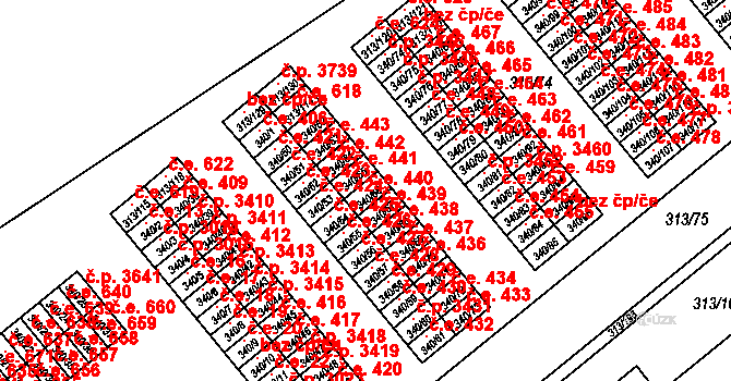 Vyškov-Předměstí 440, Vyškov na parcele st. 340/66 v KÚ Vyškov, Katastrální mapa
