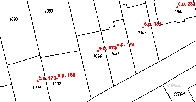 Přerov XII-Žeravice 173, Přerov na parcele st. 1094 v KÚ Žeravice, Katastrální mapa