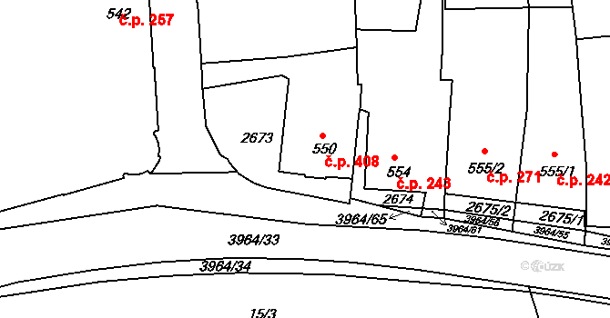 Lipník nad Bečvou I-Město 408, Lipník nad Bečvou na parcele st. 550 v KÚ Lipník nad Bečvou, Katastrální mapa