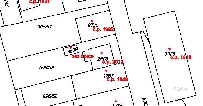 Nymburk 2012 na parcele st. 2605 v KÚ Nymburk, Katastrální mapa