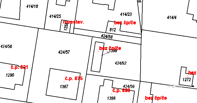 Velký Osek 147001919 na parcele st. 1399 v KÚ Velký Osek, Katastrální mapa