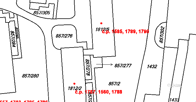 Blansko 1585,1789,1790 na parcele st. 1812/5 v KÚ Blansko, Katastrální mapa