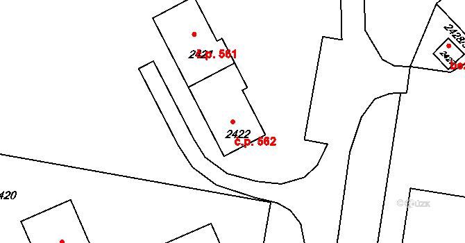 Mimoň I 562, Mimoň na parcele st. 2422 v KÚ Mimoň, Katastrální mapa