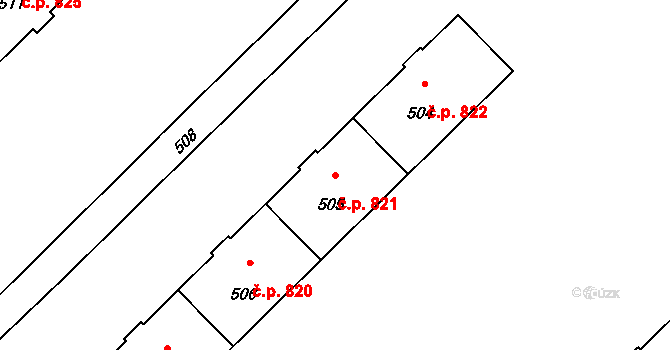 Lutyně 821, Orlová na parcele st. 505 v KÚ Horní Lutyně, Katastrální mapa