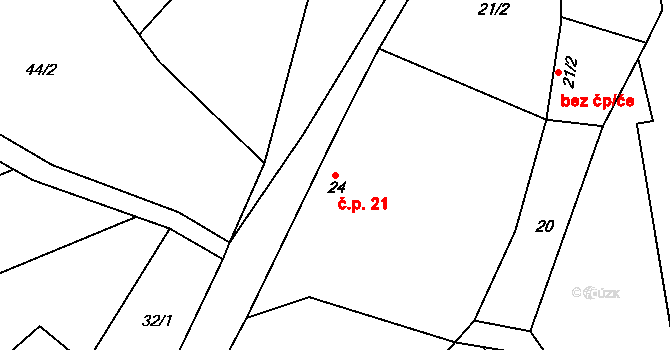 Rytířova Lhota 21, Libošovice na parcele st. 24 v KÚ Rytířova Lhota, Katastrální mapa