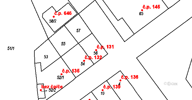 Proboštov 131 na parcele st. 56 v KÚ Proboštov u Teplic, Katastrální mapa