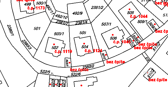 Trnovany 1124, Teplice na parcele st. 504 v KÚ Teplice-Trnovany, Katastrální mapa