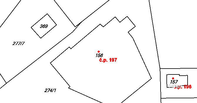 Janské Lázně 197 na parcele st. 156 v KÚ Janské Lázně, Katastrální mapa