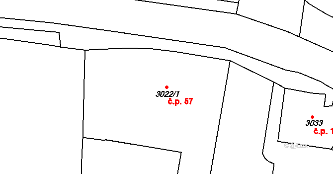 Sokolov 57 na parcele st. 3022/1 v KÚ Sokolov, Katastrální mapa