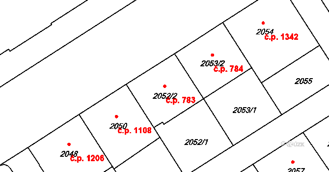 Nusle 783, Praha na parcele st. 2052/2 v KÚ Nusle, Katastrální mapa