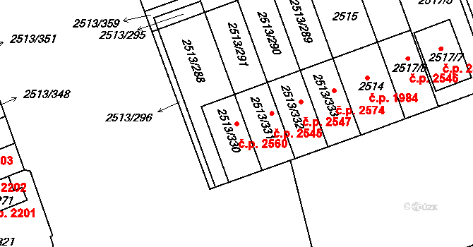 Dejvice 2560, Praha na parcele st. 2513/330 v KÚ Dejvice, Katastrální mapa