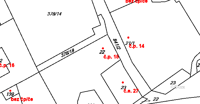 Chramosty 15, Dublovice na parcele st. 22 v KÚ Chramosty, Katastrální mapa