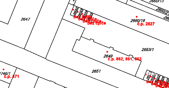 České Budějovice 3 861,862,863, České Budějovice na parcele st. 2649 v KÚ České Budějovice 3, Katastrální mapa