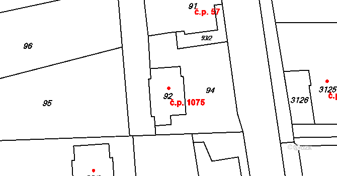 Stonava 1075 na parcele st. 92 v KÚ Stonava, Katastrální mapa