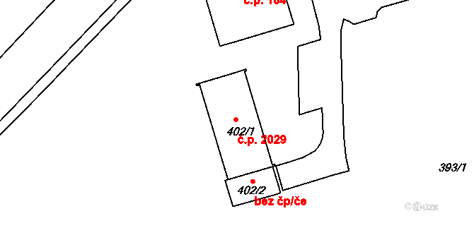 Černá Pole 2029, Brno na parcele st. 402/1 v KÚ Černá Pole, Katastrální mapa