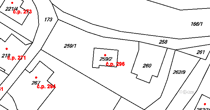 Rumburk 2-Horní Jindřichov 296, Rumburk na parcele st. 259/2 v KÚ Horní Jindřichov, Katastrální mapa