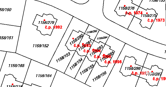 Hostivice 1994 na parcele st. 1158/281 v KÚ Hostivice, Katastrální mapa