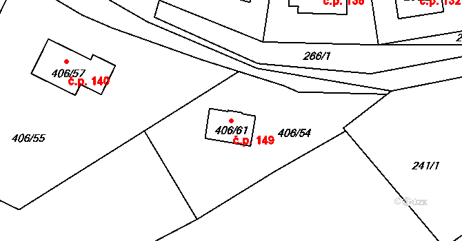 Habrůvka 149 na parcele st. 406/61 v KÚ Habrůvka, Katastrální mapa