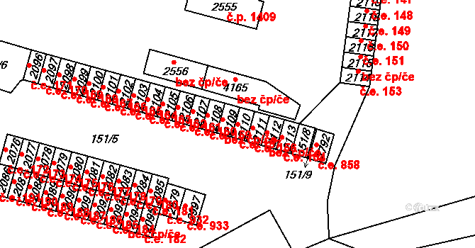 Kyjov 157 na parcele st. 2110 v KÚ Kyjov, Katastrální mapa