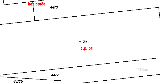 Chanov 51, Obrnice na parcele st. 73 v KÚ Chanov, Katastrální mapa