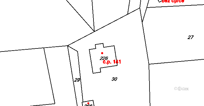 Masákova Lhota 141, Zdíkov na parcele st. 226 v KÚ Masákova Lhota, Katastrální mapa