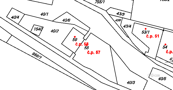 Pechova Lhota 57, Hrejkovice na parcele st. 58 v KÚ Pechova Lhota, Katastrální mapa