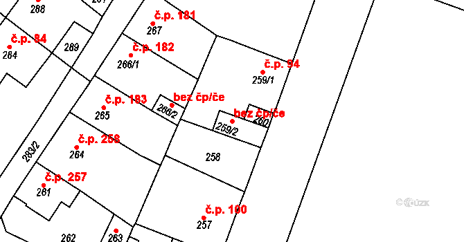 Proboštov 39161919 na parcele st. 259/2 v KÚ Proboštov u Teplic, Katastrální mapa