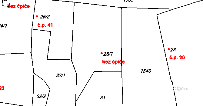 Tachov 41295919 na parcele st. 25/1 v KÚ Velký Rapotín, Katastrální mapa