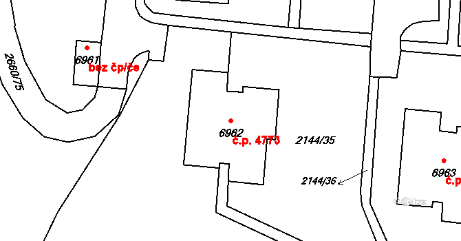 Zlín 4773 na parcele st. 6962 v KÚ Zlín, Katastrální mapa