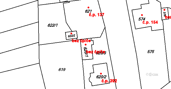 Opava 42904919 na parcele st. 620/1 v KÚ Komárov u Opavy, Katastrální mapa
