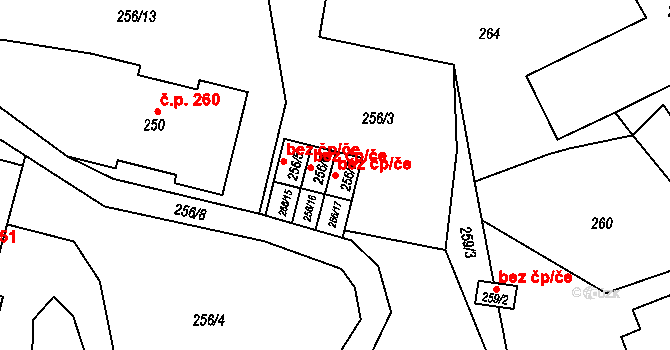Jilemnice 43054919 na parcele st. 256/7 v KÚ Jilemnice, Katastrální mapa