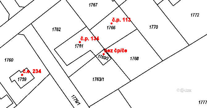 Zadní Třebaň 43158919 na parcele st. 1763/2 v KÚ Zadní Třebaň, Katastrální mapa