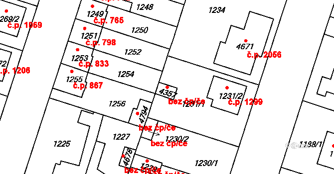 Čelákovice 43222919 na parcele st. 4357 v KÚ Čelákovice, Katastrální mapa