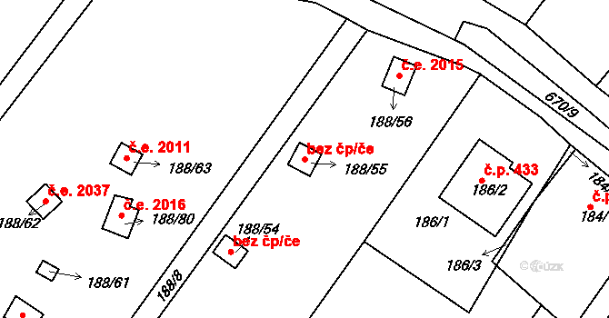 Teplice 45143919 na parcele st. 188/55 v KÚ Sobědruhy, Katastrální mapa