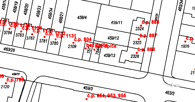 Třebíč 48719919 na parcele st. 7544 v KÚ Třebíč, Katastrální mapa